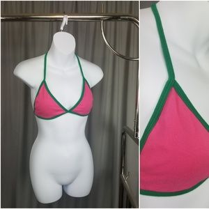 Pink & Green American Apparel Bralet Swim Top